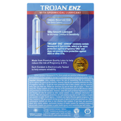 Trojan ENZ Armor With Spermicidal Lubricant Latex, Condoms
