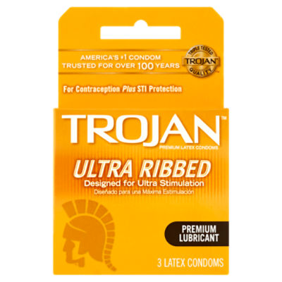 Trojan Ultra Ribbed Premium Lubricant Latex Condoms, 3 count ShopRite