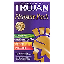 Trojan Lubricated Latex Condoms Pleasure Pack, 12 count