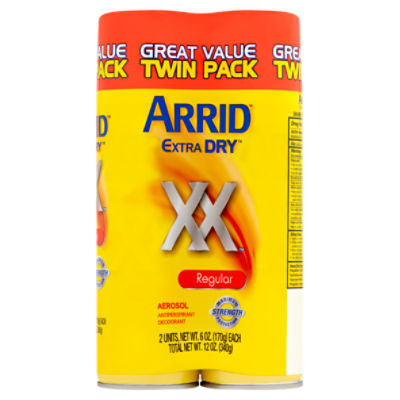 Arrid Extra Dry XX Regular Aerosol Antiperspirant Deodorant Great Value Twin Pack, 6 oz, 2 count, 12 Ounce