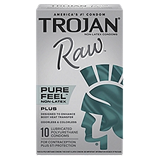 Trojan Raw Pure Feel Plus Non-Latex Condoms, 10 count