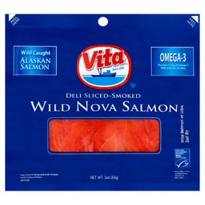 Vita Deli Sliced-Smoked Wild Nova Salmon, 3 oz, 3 Ounce