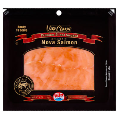 Vita Classic Premium Sliced Smoked Atlantic Nova Salmon, 4 oz, 4 Ounce