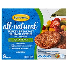 Butterball All Natural Turkey Breakfast Sausage Patties, 8 count, 8 oz, 8 Ounce