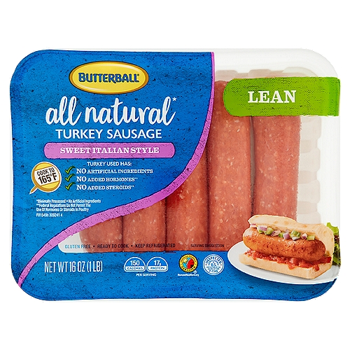 Sweet Italian-style turkey sausage links add lean protein and bold flavor to your favorite recipes. Enjoy 17 grams of protein per serving and 50% less fat than pork sausage.