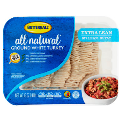 Butterball All Natural Ground White Turkey, 16 oz, 16 Ounce