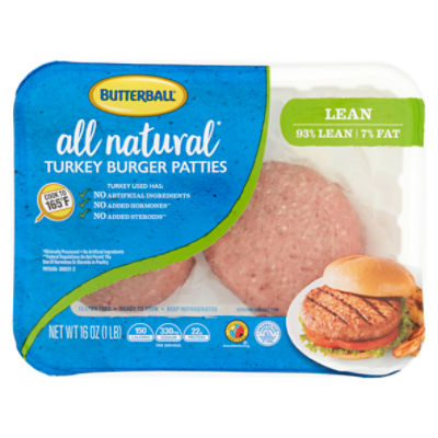 Butterball Fresh 93%/7% Lean Turkey Burgers, 16 Ounce