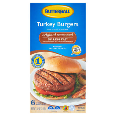 Butterball Original Seasoned Turkey Burgers, 6 count, 32 oz, 32 Ounce