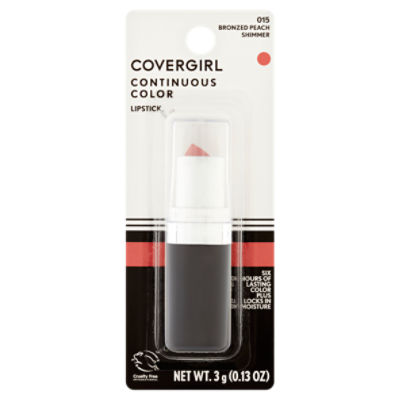 Covergirl Continuous Color 015 Bronzed Peach Shimmer Lipstick, 0.13 oz