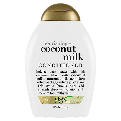 Ogx Nourishing + Coconut Milk Conditioner, 13 fl oz
Indulge your senses with this exclusive blend with coconut milk, coconut oil, and ultra whipped egg white proteins. This exotic formula helps add strength, elasticity, hydration, and balance for healthy hair.

Sulfate free surfactants hair care system*
*Includes shampoo and conditioner

Why you want it... It's like a trip to the tropics in a bottle. The luxuriously creamy, hydrating blend helps leave your hair feeling moisturized, glowing, and super soft.