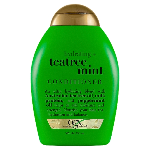 Ogx Hydrating + Teatree Mint Conditioner, 13 fl oz
An ultra hydrating blend with Australian tea tree oil, milk protein, and peppermint oil helps to add moisture and strength. Nourish your hair for hydration and balance.

Sulfate Free Surfactants Hair Care System*
*Includes shampoo and conditioner

Why you want it... This unique blend with active ingredients creates a three-in-one decadent treat. All you need for moist, smooth and seductive hair in one irresistible formula.