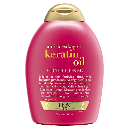 Ogx Anti-Breakage + Keratin Oil Conditioner, 13 fl oz
Indulge in this fortifying blend with keratin proteins and argan oil. This blend helps to resist breakage caused by brushing and styling, while enhancing a luminescent shine. Discover strands that are strengthened from within and nourished throughout for longer, stronger hair.

Sulfate free surfactants hair care system*
*Includes shampoo and conditioner

Why You Want It... Strength is beautiful! Especially strong, sexy strands! Help defend against split-ends and fly-a-ways. Rid your mane of all those pesky broken hair pieces! Stronger hair can grow longer and more beautiful.