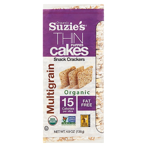 Suzie's Organic Multigrain Thin Puffed Cakes Snack Crackers, 4.9 oz