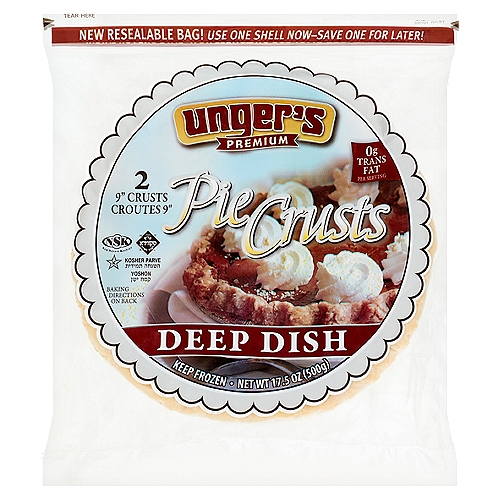 Unger's Premium Deep Dish 9" Pie Crusts, 2 count, 17.5 oz