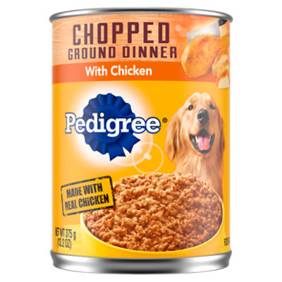 PEDIGREE Adult Canned Wet Dog Food Chopped Ground Dinner with Chicken, (12) 13.2 oz. Cans