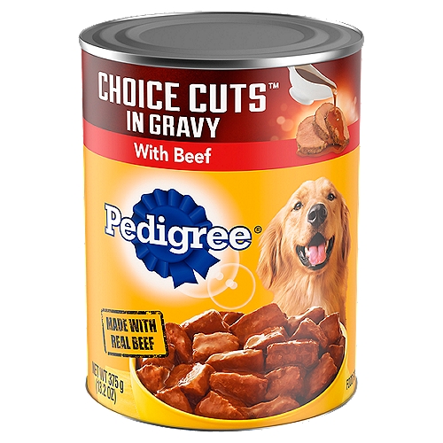 PEDIGREE CHOICE CUTS IN GRAVY Adult Canned Soft Wet Dog Food, with Beef, (12) 13.2 oz. Cans