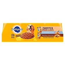 PEDIGREE CHOPPED GROUND DINNER Adult Canned Wet Dog Food, Chicken, Liver & Beef Bacon, (12) 13.2 oz.