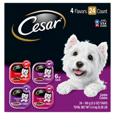 Cesar 4 Flavors Canine Cuisine Dog Food, 3.5 oz, 24 count