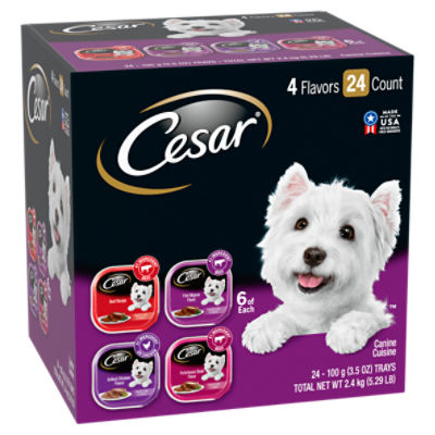 Cesar 4 Flavors Canine Cuisine Dog Food, 3.5 oz, 24 count