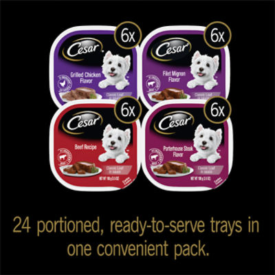 Cesar 4 Flavors Canine Cuisine Dog Food, 3.5 oz, 24 count