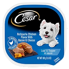 Cesar Loaf & Topper in Sauce Rotisserie Chicken Flavor with Bacon & Cheese Dog Food, 3.5 oz