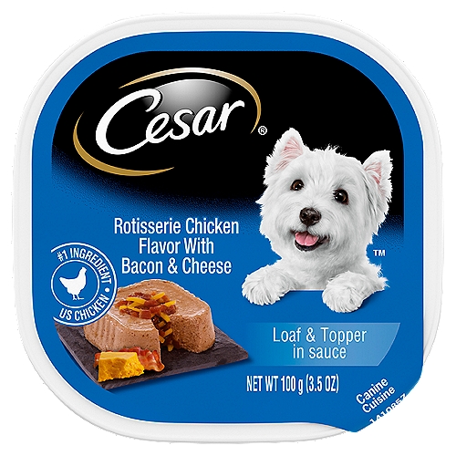 Cesar Loaf & Topper in Sauce Rotisserie Chicken Flavor with Bacon & Cheese Dog Food, 3.5 oz
