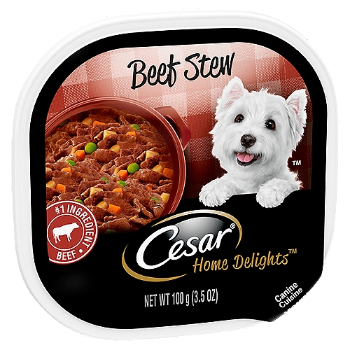 Cesar Home Delights Beef Stew Dog Food, 3.5 oz
Cesar® Home Delights™ Beef Stew Canine Cuisine is formulated to meet the nutritional levels established by the AAFCO Dog Food Nutrient Profiles for Maintenance.