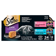 Sheba Paté in Natural Juices Seafood Premium Cat Food Variety Pack, 1.32 oz, 24 count