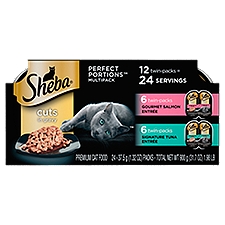 SHEBA Wet Cat Food Cuts in Gravy Salmon, and Tuna Multipack, (12) 2.6 oz. PERFECT PORTIONS