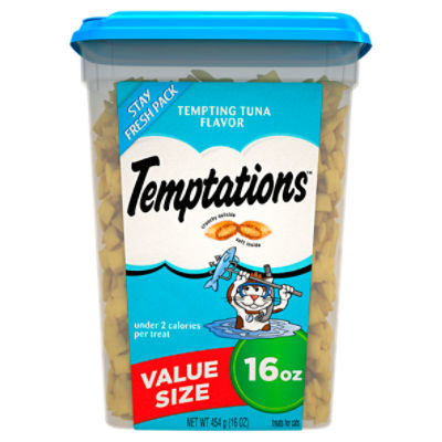 TEMPTATIONS Classic Crunchy and Soft Cat Treats Tempting Tuna Flavor, 16 oz. Tub