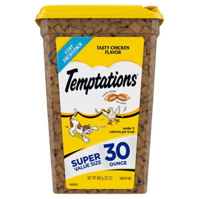 TEMPTATIONS Classic Crunchy and Soft Cat Treats Tasty Chicken Flavor, 30 oz. Tub