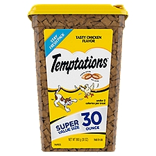 TEMPTATIONS Classic Crunchy and Soft Cat Treats Tasty Chicken Flavor, 30 oz. Tub, 30 Ounce