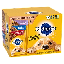 Pedigree Chopped Ground Dinner Food for Dogs Variety Pack, 3.5 oz, 18 count