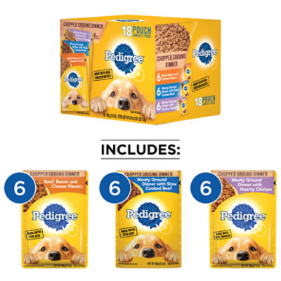 PEDIGREE Adult Wet Meaty Dog Food w Chicken Beef and Beef Bacon