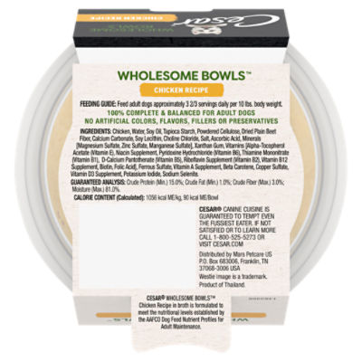 Cesar Wholesome Bowls Chicken Recipe Canine Cuisine Dog Food 3 oz