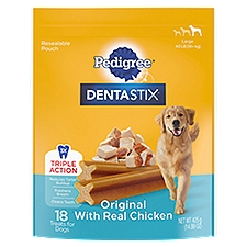 Pedigree Dentastix Original with Real Chicken Treats for Large Dogs, 18 count, 14.99 oz, 14.99 Ounce