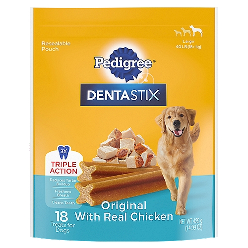 Pedigree Dentastix Original with Real Chicken Treats for Large Dogs, 18 count, 14.99 oz