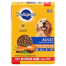 Pedigree Roasted Chicken, Rice & Vegetable Flavor Food for Adult Dog, 30 lb, 30 Pound
