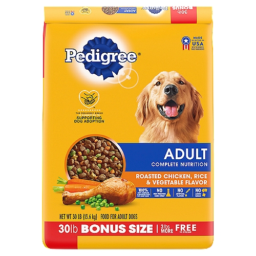 Pedigree Roasted Chicken, Rice & Vegetable Flavor Food for Adult Dog, 30 lb