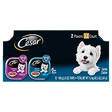 CESAR Adult Wet Dog Food Filets in Gravy Variety, Filet Mignon & New York Strip, (12) 3.5 oz. Trays