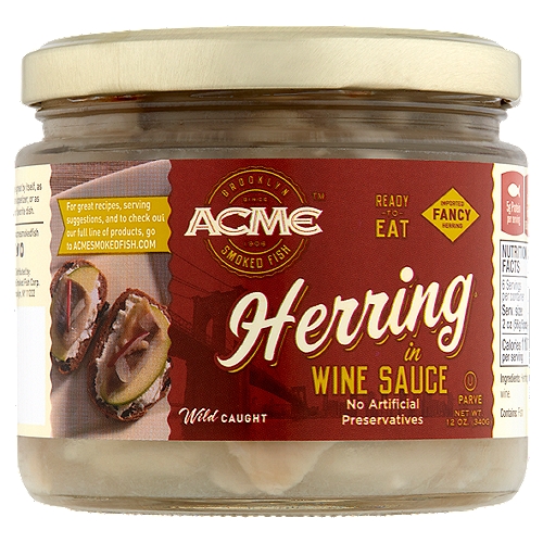 ACME Herring in Wine Sauce, 12 oz
This delicacy is great by itself, as a snack, as an appetizer, or as part of your favorite dish.