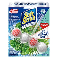 Soft Scrub 4-in-1 Rim Hanger Toilet Bowl Cleaner, Alpine Fresh with Bleach, 1 Count, 1.76 Ounce