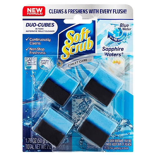 Soft Scrub Sapphire Waters Duo-Cubes In-Tank Automatic Toilet Cleaner, 1.76 oz, 4 count