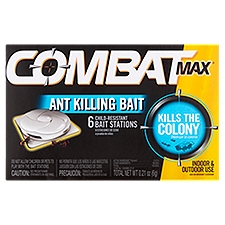 Combat Max Indoor & Outdoor Ant Killing Bait Stations, 6 count, 0.21 oz, 0.21 Ounce