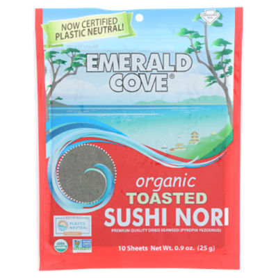Emerald Cove Organic Toasted Sushi Nori, 10 count, 0.9 oz