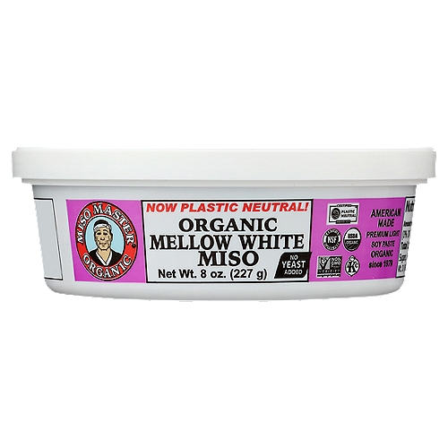 Miso Master Organic Mellow White Miso, 8 oz
Miso Master is the top selling organic miso in the USA, combining the health benefits of fermented foods with a versatile, savory umami flavor. Handcrafted in North Carolina using the finest organic ingredients and traditional methods.