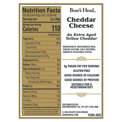 Boar's Head Sharp Wisconsin Cheddar All Natural Cheese