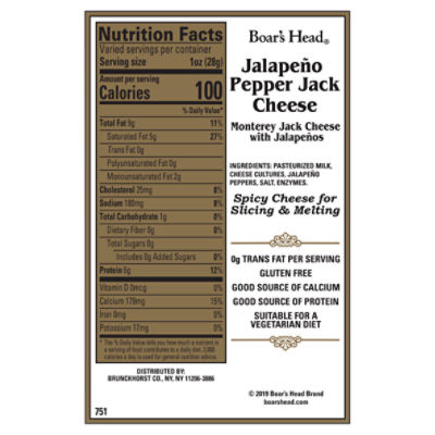 Boar's Head Jalapeño Pepper Jack Cheese