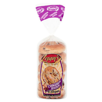 Zeppy's Cinnamon Raisin PreSliced Bagels, 6 count, 20 oz Price Rite