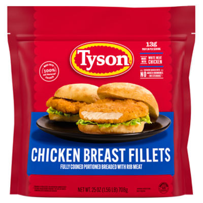 Tyson Fully Cooked Portioned Chicken Breast Fillets, 25 oz. (Frozen)